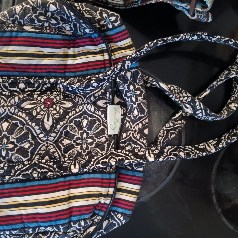 Vera Bradley Black and Multicolor Floral Cosmetic Bag
